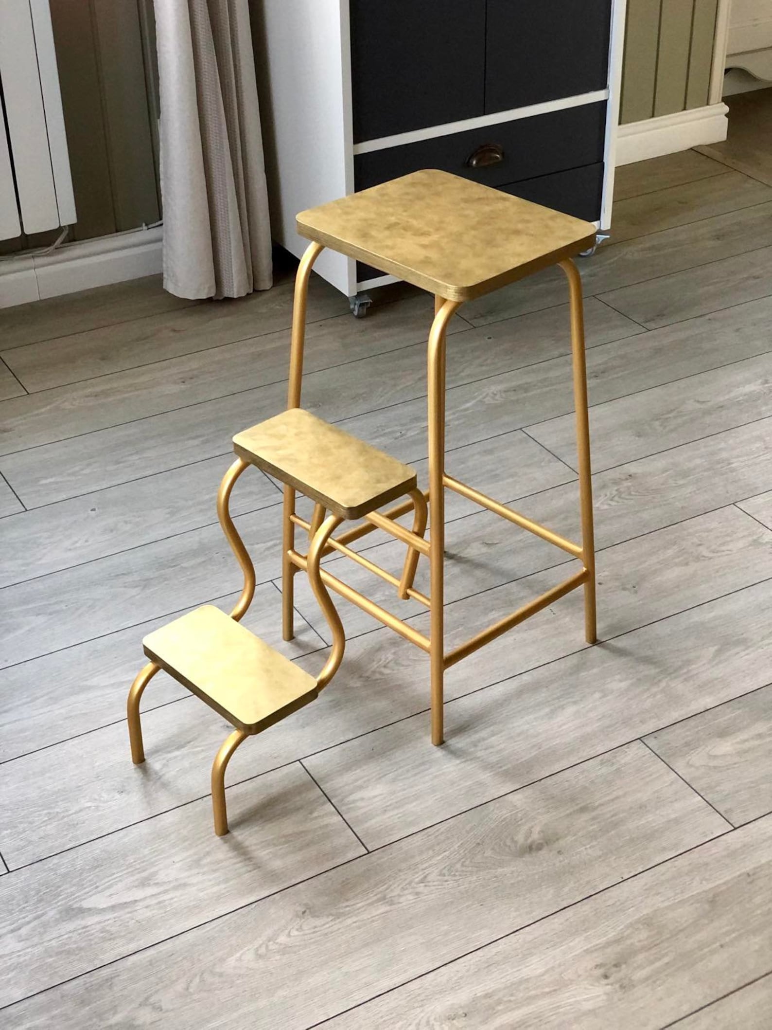 Golden Step Ladder Adult Narrow Folding Step Stool Chair Bar Etsy UK