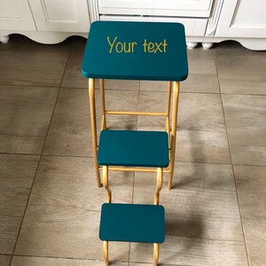 Adult step ladder for kitchen. Turquoise folding 3 step stool. Library ladder. Bar stool. Blue bathroom chair. Convertible furniture. Stool image 10