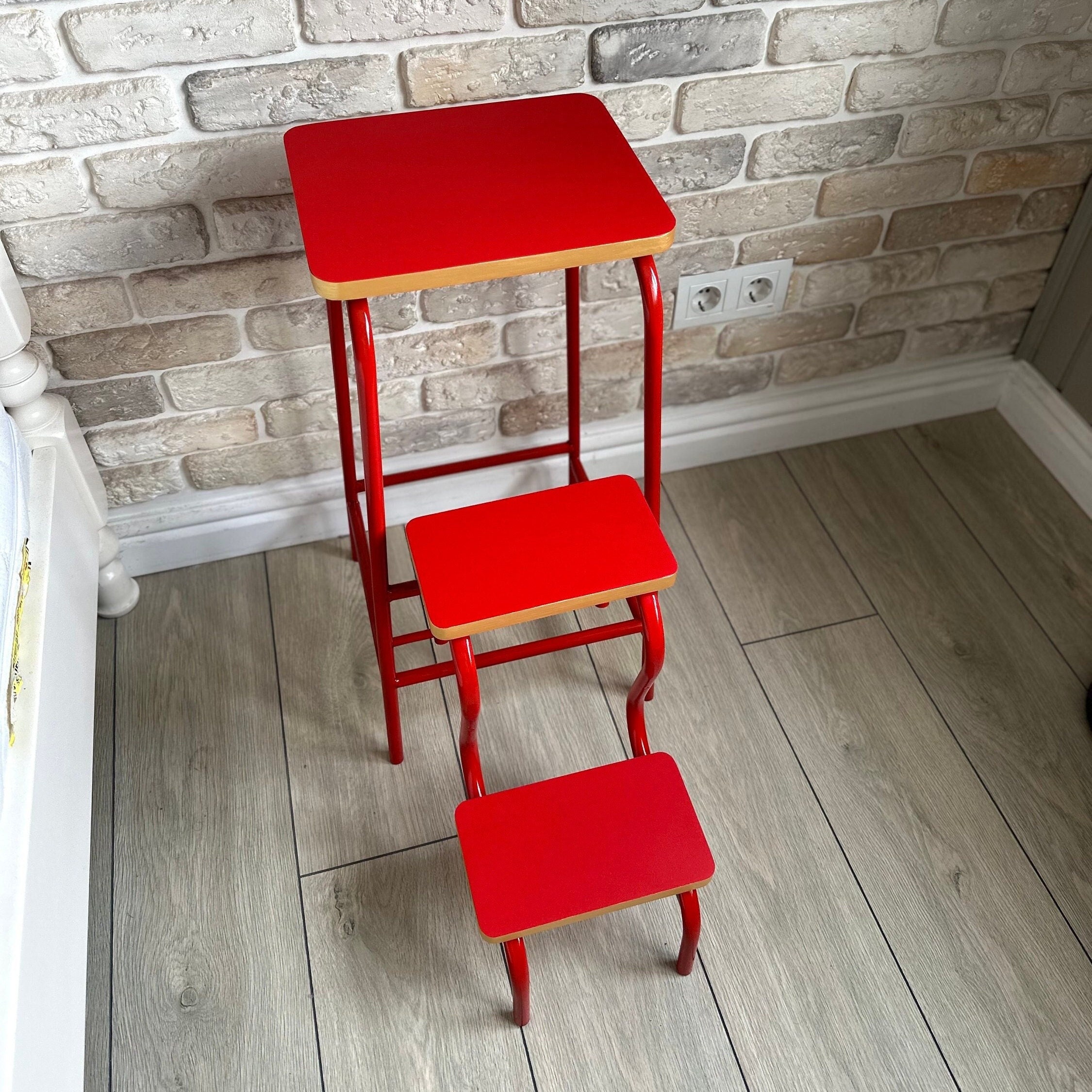 Red kitchen step stool discount