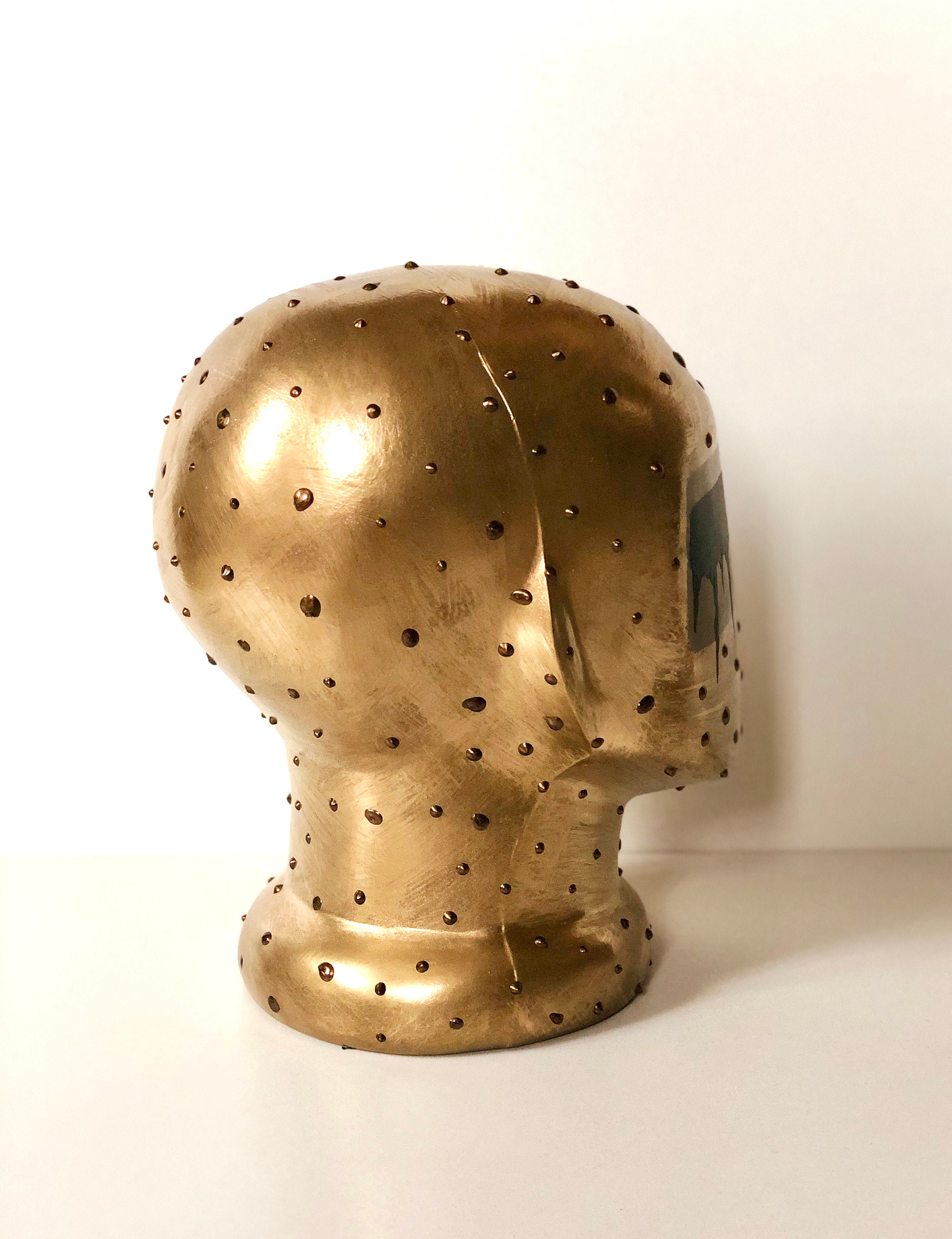 Gold mannequin head. Artwork. Oscar. Hand painted statue. Etsy