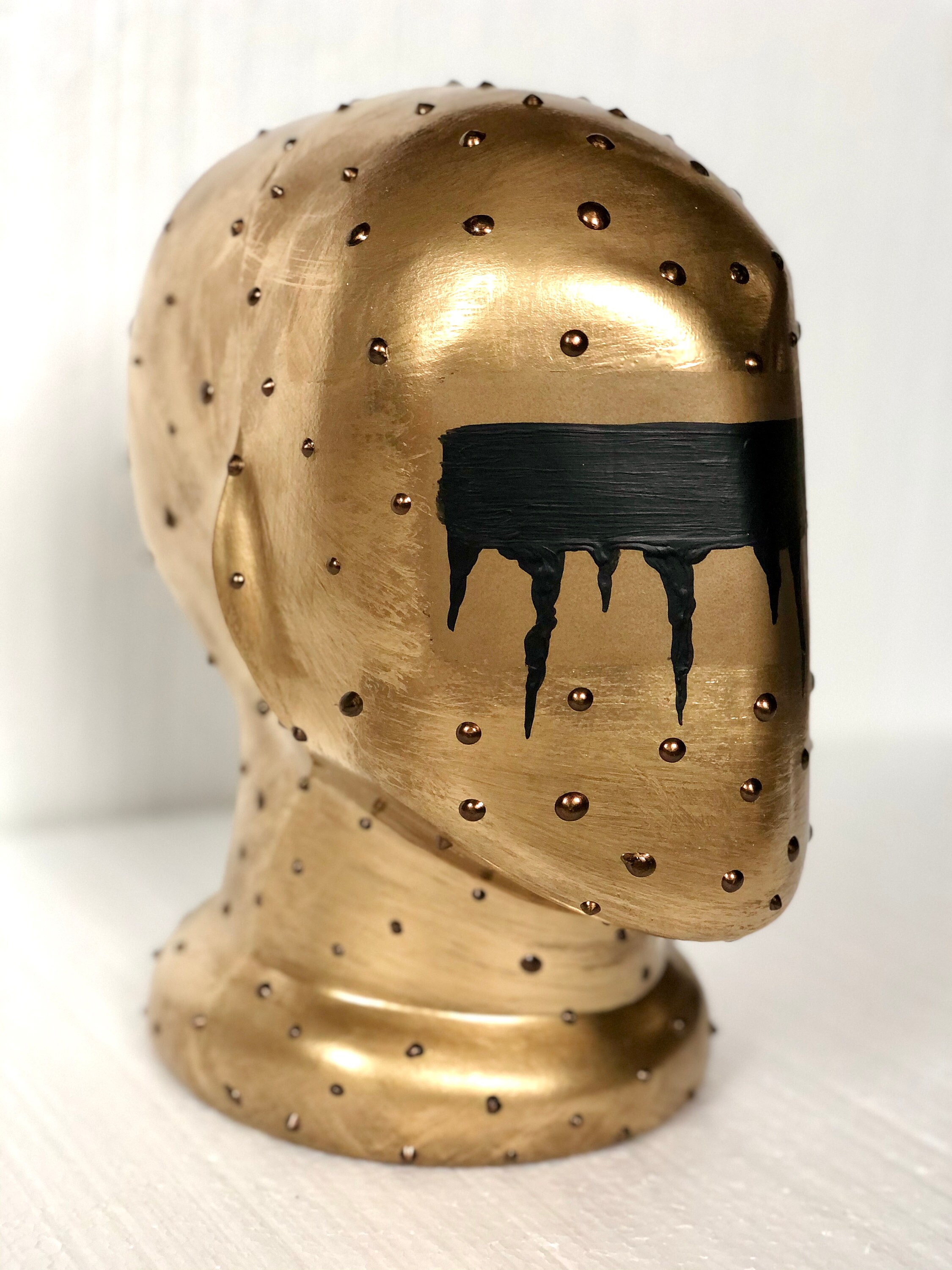 Gold mannequin head. Artwork. Oscar. Hand painted statue. Etsy
