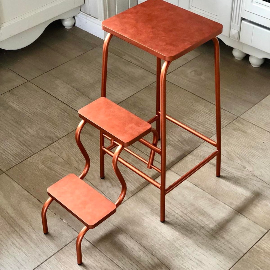 Vintage Library Steps: Bookshelf Decor, Step Stool for Plant Stand, Bar ...