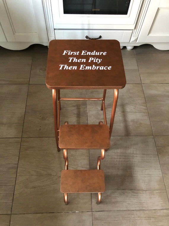 Wooden Step Ladder. Copper Plated Bar Stool. Library Ladder. Adult