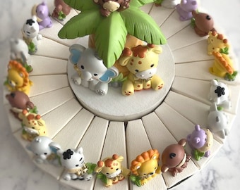 Jungle animals torta bomboniera, favour cake, baby favours, baby bomboniere, baby shower, christening, baby boy, baby girl, jungle party