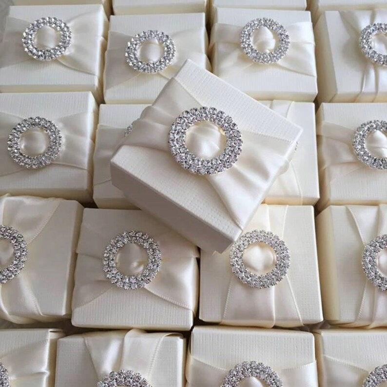 Embellishment Favour Box, White, Ivory, White, Bomboniere, Diamante