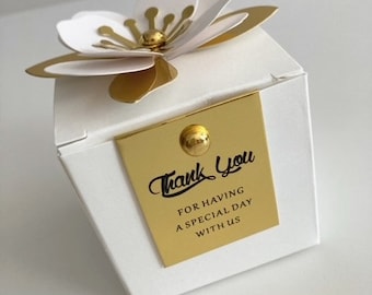 Favour box, white, gold, wedding, events, thank you gift, favor box, bomboniera, candy box, party supplies