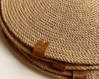 Jute Round Placemats Set, Boho Table Mats, Natural Dining Table Decor, Rustic Gift