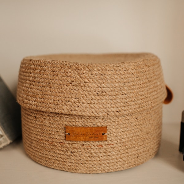 Jute Basket With Lid Etsy