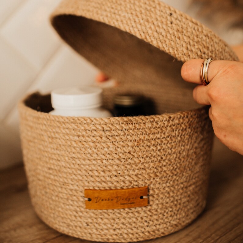 Jute Baskets Set With Round Placemats Storage Basket Set of 6 Rope