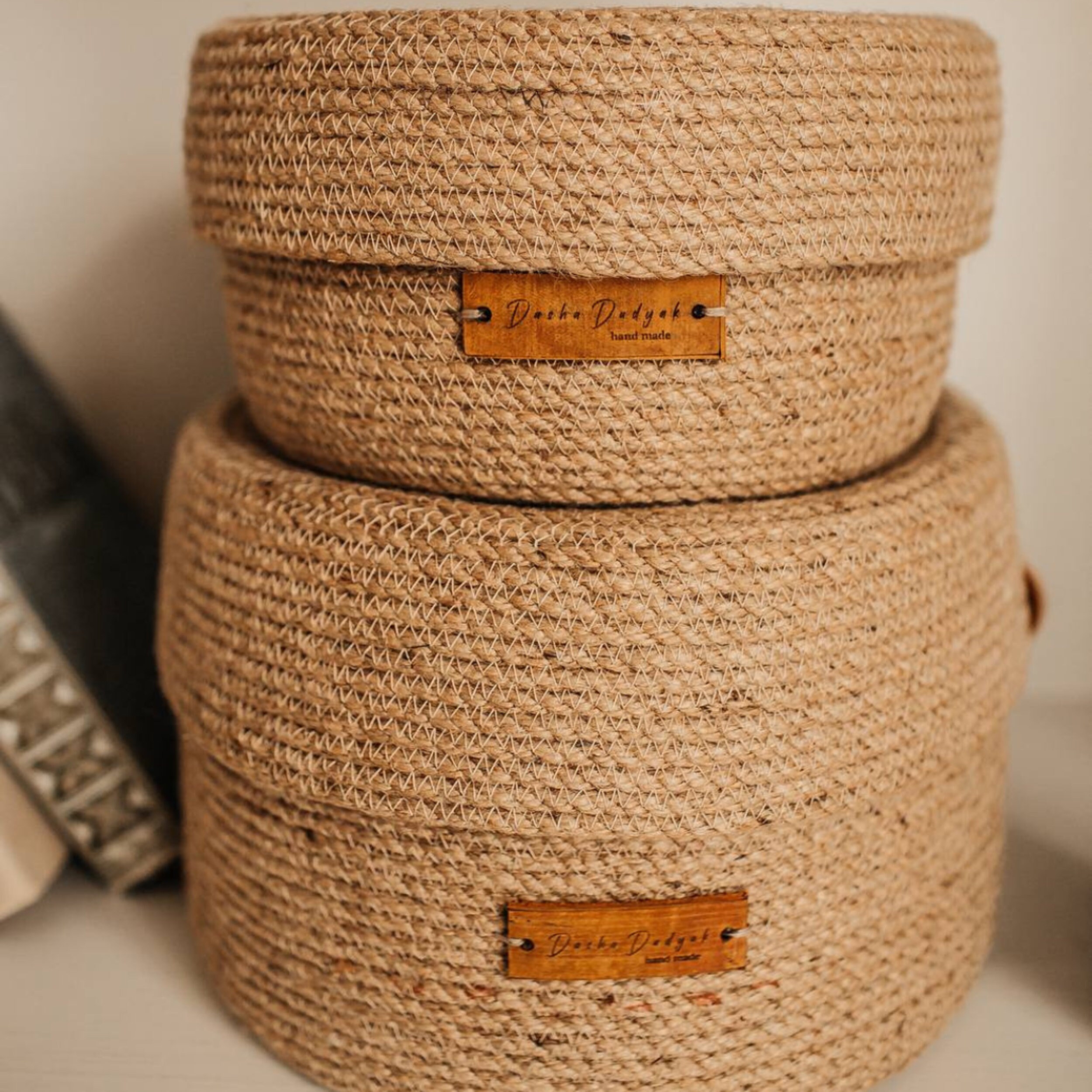 Jute Baskets Set With Round Placemats Storage Basket Set of 6 Rope