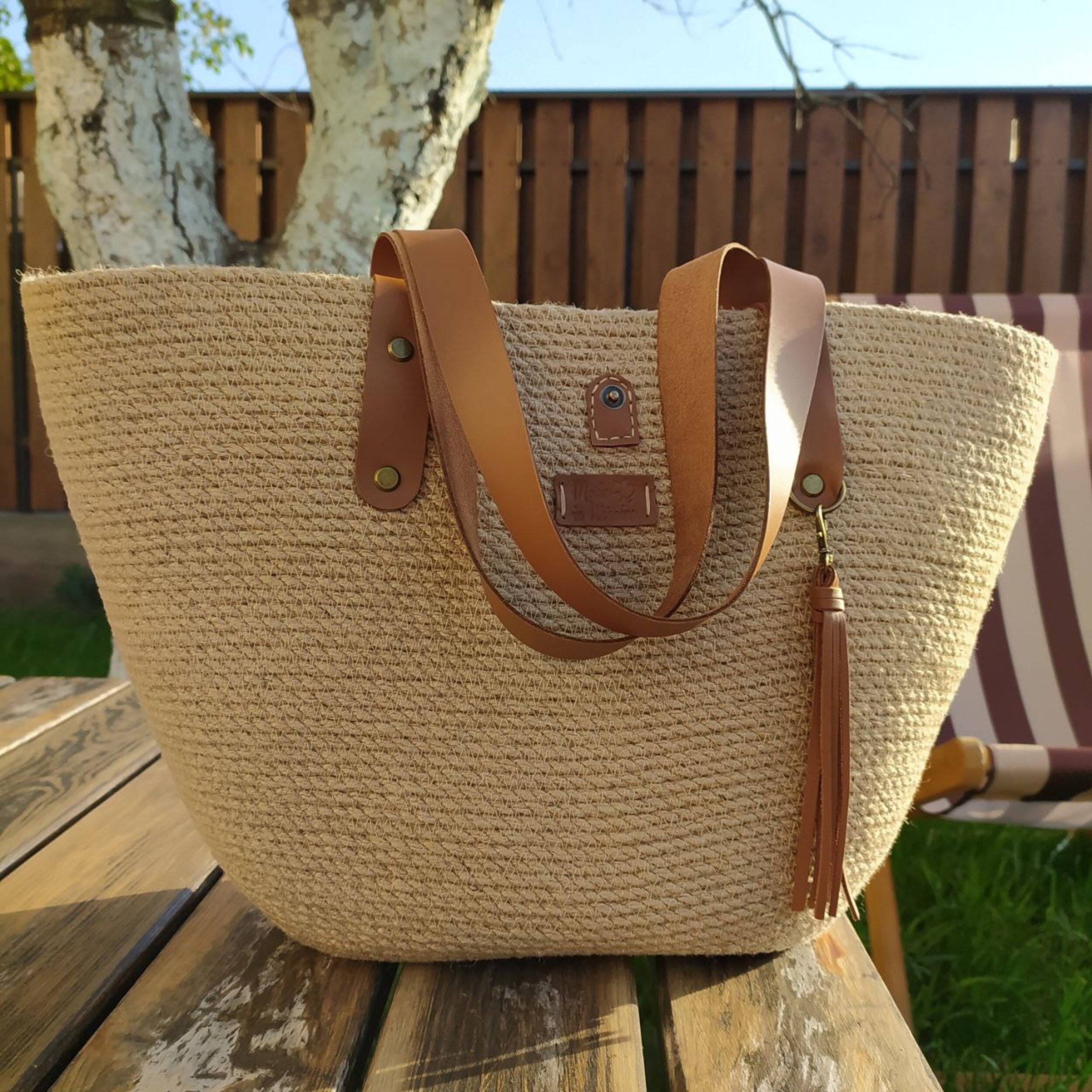 French Basket Bag, Jute Market Tote, Beach Bag With Leather Handles - Etsy