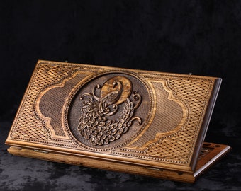Handmade Wooden Backgammon Peacock Classic