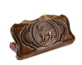 Handmade Wooden Assyrian coat of arms backgammon with copyrighted Mount Ararat outline two-sided