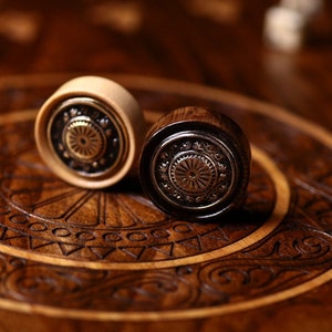 Handmade Bronze-Wooden Backgammon pieces Ornamental motif