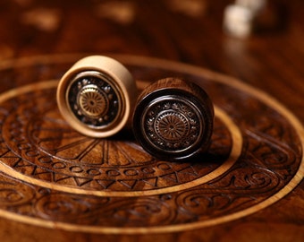Handmade Bronze-Wooden Backgammon pieces Ornamental motif
