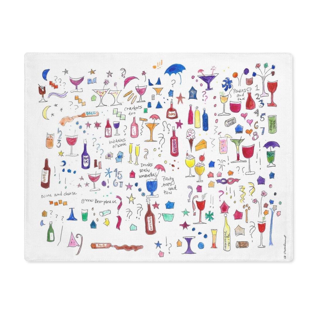 Holiday Wine Party Placemat, Festive Dinner Table Decor, Christmas ...