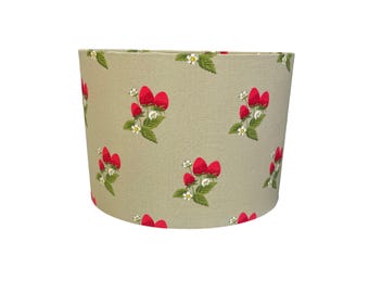 Handmade Drum Lampshade, Sophie Allport Strawberries Fabric, 30cm