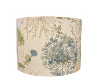 Handmade Floral Drum Lampshade: Botanical Print Ceiling Light