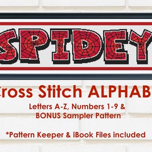 Spidey Alphabet Cross Stitch Pattern / Digital PDF Pattern Download / Name Sampler / Simone Balman