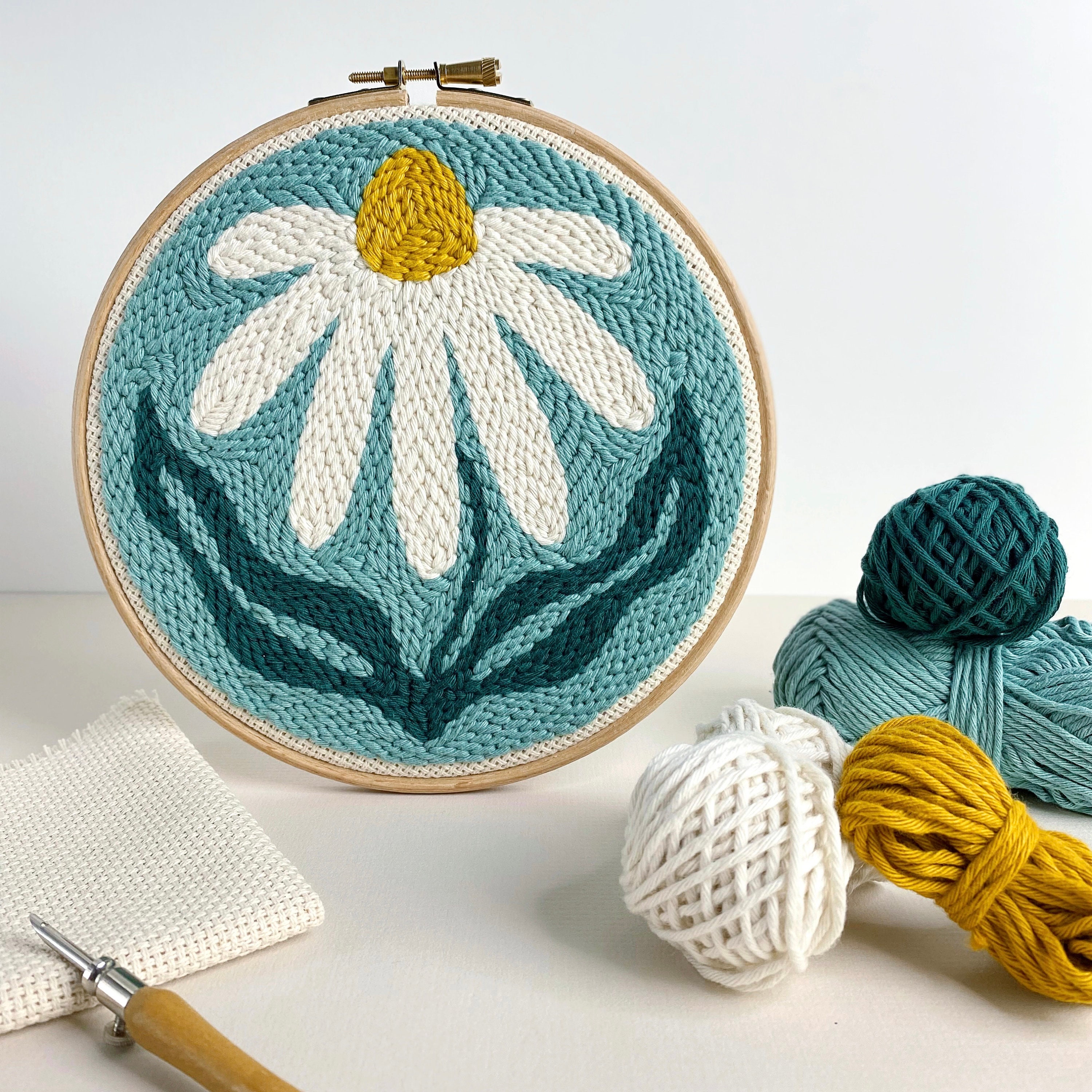 Beginner Punch Needle Kit | Daisy Kit | Craft Kit | Craft Gift - Etsy