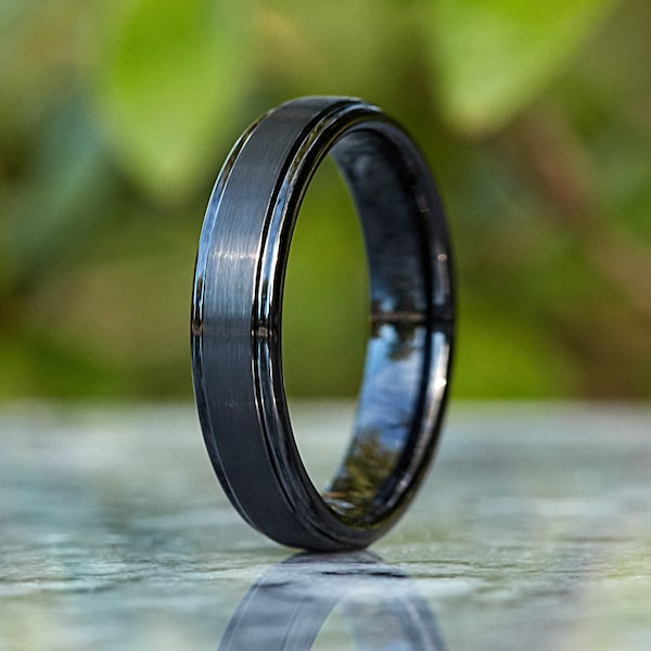 Black Tungsten Wedding Band, Tungsten Ring, Wedding Ring, Ring for Men, Women, 5MM Wide, Black Ring