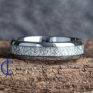 Tungsten Meteorite Ring Wedding Band, Mens Wedding Band, Tungsten Ring, 6mm wide