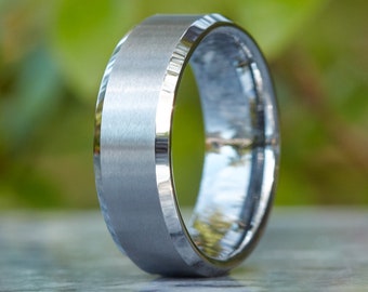 Mens Wedding Band, Mens Silver Ring, Mens Wedding Ring, Male Wedding Band, Unique Wedding Band, Engagement Ring, Engraved Ring, 8MM Wide