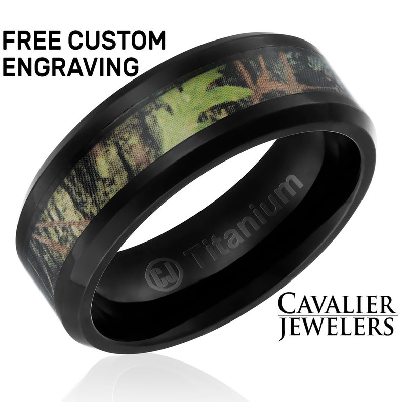 Mens Titanium Camo Wedding Ring Titanium Ring Wedding Band Etsy