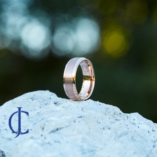 Mens Wedding Band, Rose Gold Wedding Band, Mens Ring, Mens Wedding Ring, Male Wedding Band, Mens Engagement Ring, Engraved Ring, 8MM Wide