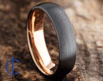 Mens Gunmetal Tungsten Wedding Band, Tungsten Ring, Rose Gold Tungsten Wedding Band, Mens Ring, Mens Tungsten Wedding Ring, 6mm wide