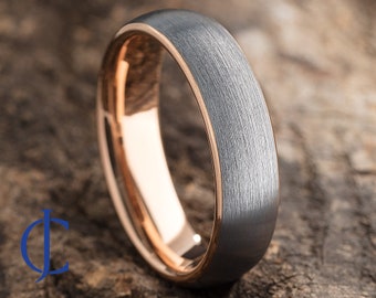 Mens Tungsten Wedding Band, Tungsten Ring, Rose Gold Tungsten Wedding Band, Mens Ring, Mens Tungsten Wedding Ring, Personalized Ring - 6mm