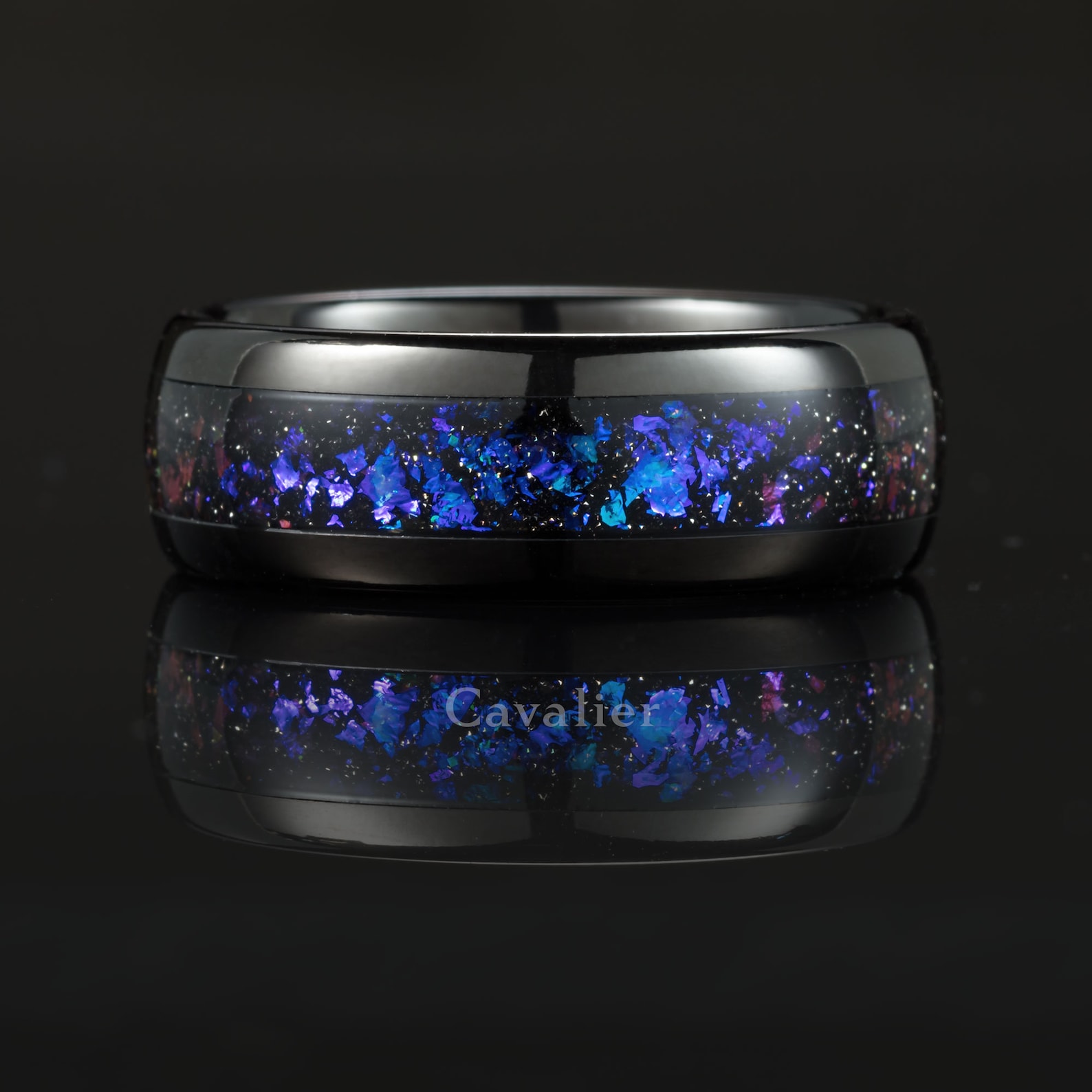 Orion Nebula Ring, Outer Space Tungsten Ring, Mens Ring, Black, Domed ...