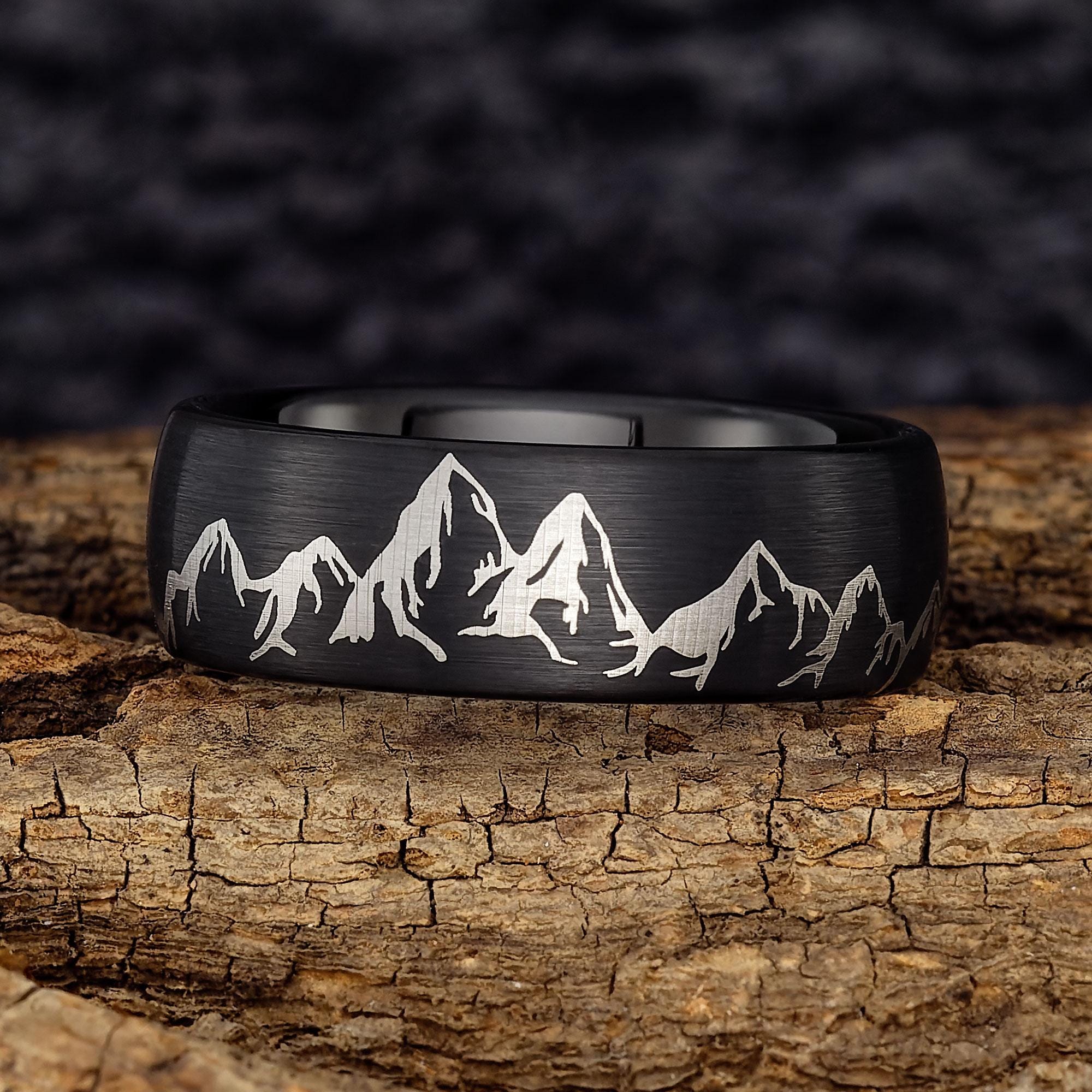 Mountain Range Mens Wedding Band – Nature Tungsten Ring Wedding Band Mountain Range Mens Wedding Band – Nature Tungsten Ring Wedding Band