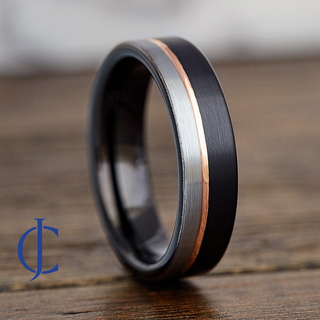 Mens Wedding Band Black Tungsten Ring Mens Ring Male - Etsy