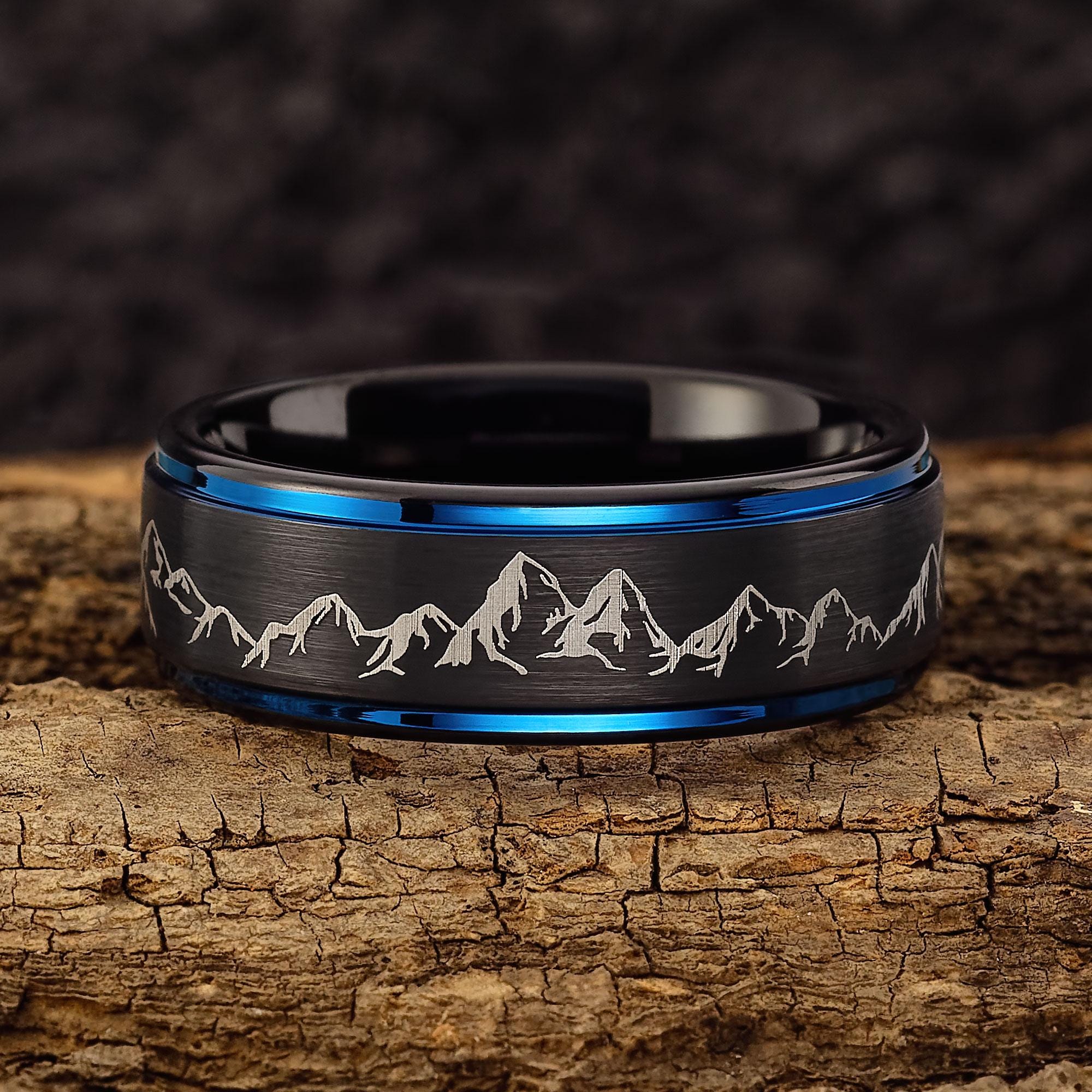 Mountain Range Mens Wedding Band – Nature Tungsten Mens Ring – Unique Mountain Range Mens Wedding Band – Nature Tungsten Mens Ring – Unique