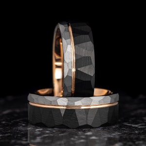 Mens Wedding Band, Faceted Tungsten Ring, Mens Ring, Mens Hammered Ring, Male Wedding Band, Mens Engagement Ring, Engraved Ring, 8MM Wide