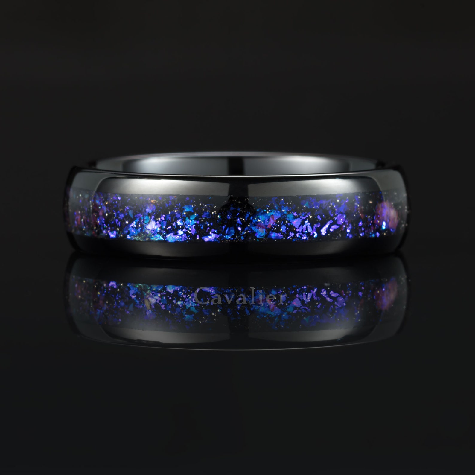Orion Nebula Ring, Outer Space Tungsten Ring, Mens Ring, Black, Domed ...