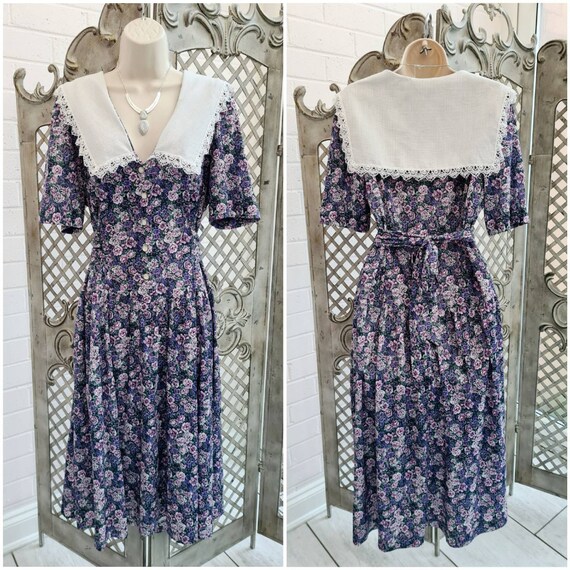 M.C.S Ltd New York Vintage 70's 80's Purple Ditsy