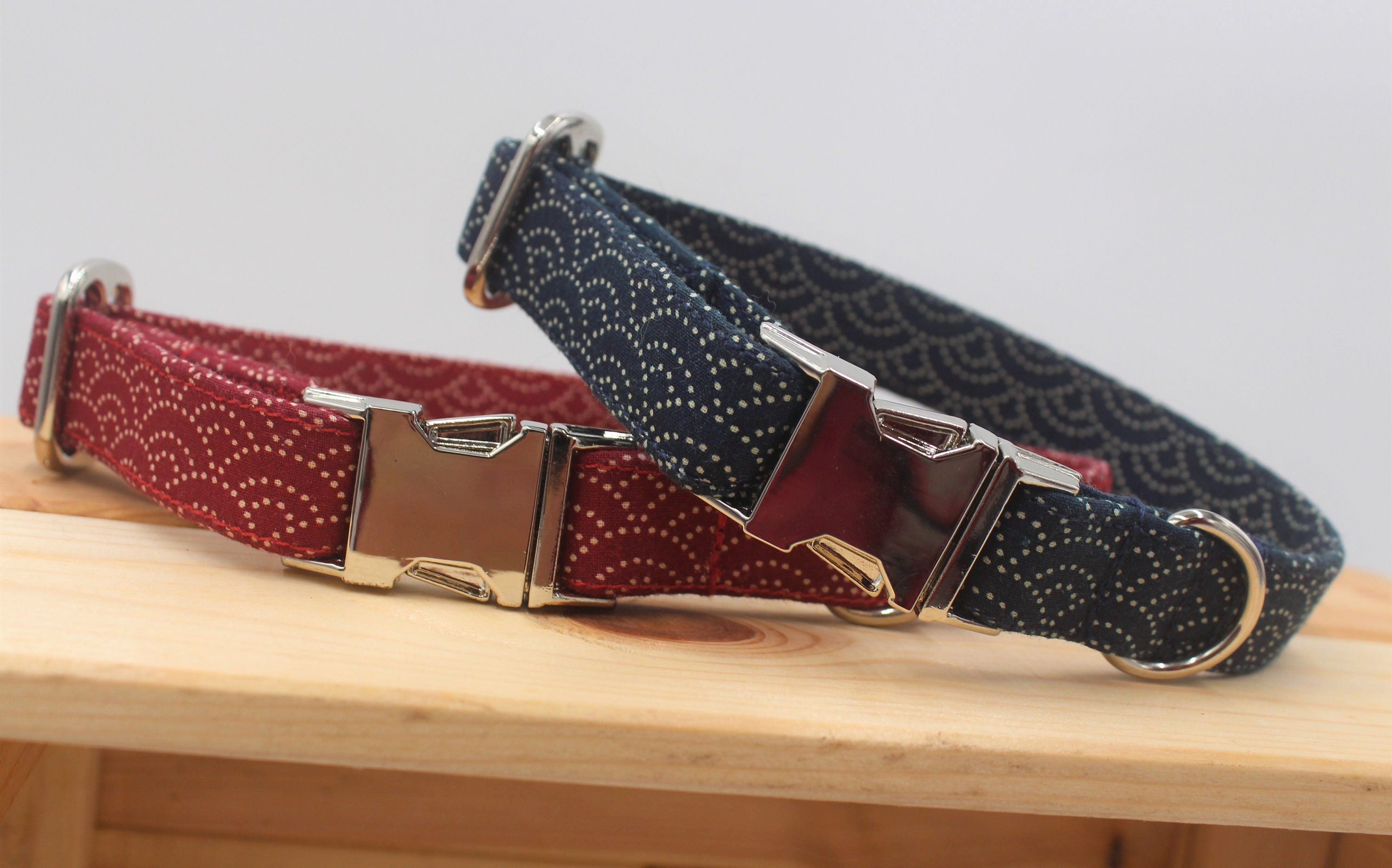 Collier Japonisant Rouge/Bleu Pour Chien/Dog Collar Japon Red/Blue