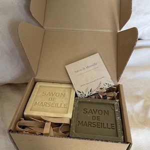 Traditional French Soap  -  Savon de Marseille -  boxed set of 2 cube soaps.
