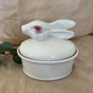 Vintage Glazed ceramic Rabbit tureen