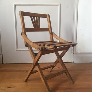 A Really Good Old French Wooden Folding Fishing Chair / Childs