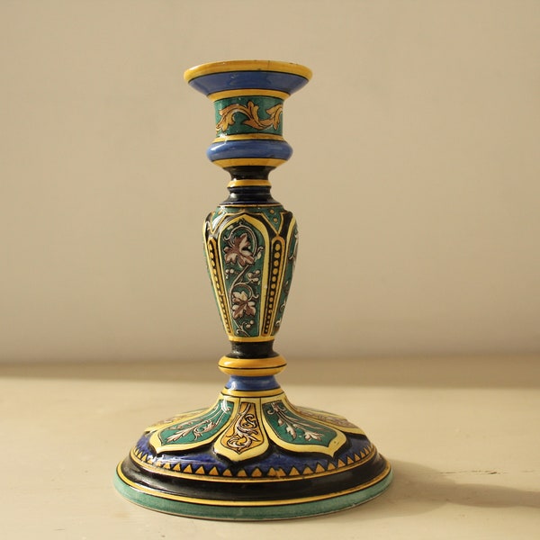 U et C Sarreguemines ceramic Candlestick / Bougeoir