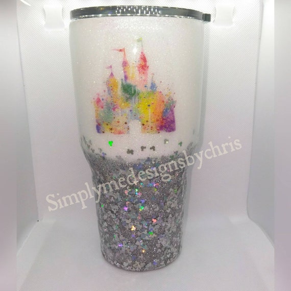 Waterslide Disney Castle Glittered Tumbler And Bottom Covered Etsy