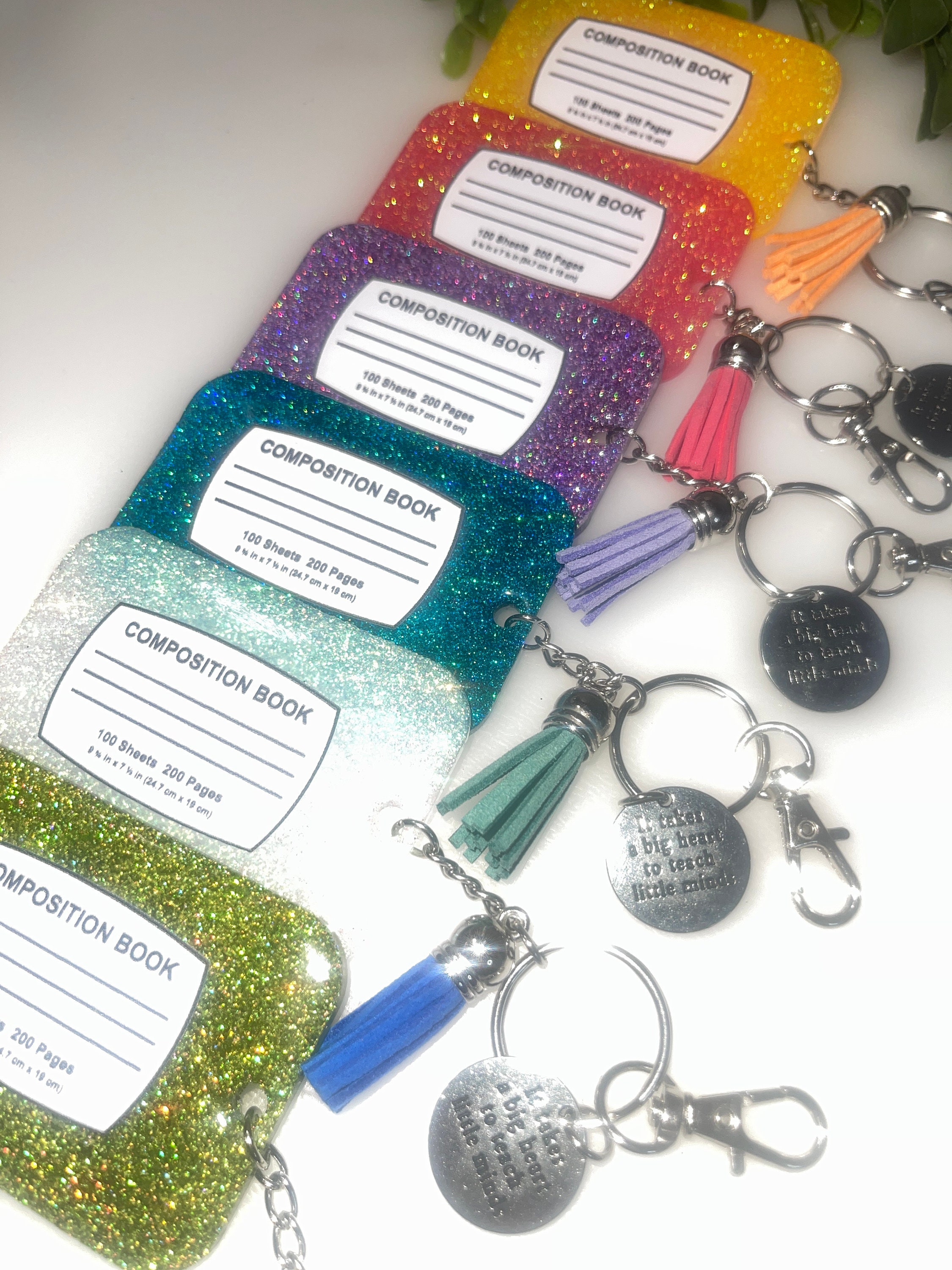 Keychain | Composition Notebook| Personalized Keychains | Teacher/staff ...