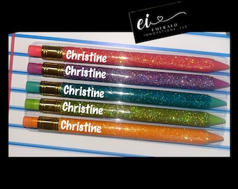 Set of Personalized Glitter Mechanical #2 Pencils | Mechanical pencils  | Custom pencils | Glittered Mechanical Pencils | Personalized Gift