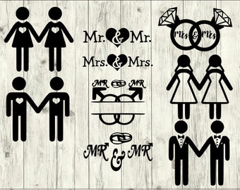 Gay Wedding SVG Bundle, gay SVG bundle, gay cut file, gay clipart, gay svg files for silhouette, gay files for cricut, svg, dxf, eps, png