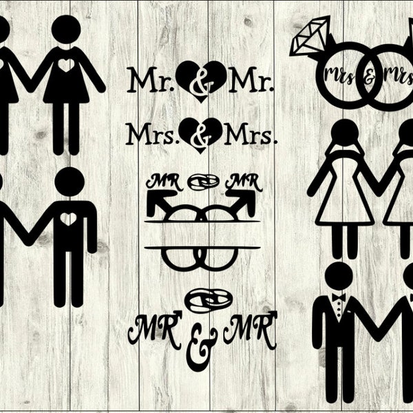 Gay Wedding SVG Bundle, gay SVG bundle, gay cut file, gay clipart, gay svg files for silhouette, gay files for cricut, svg, dxf, eps, png