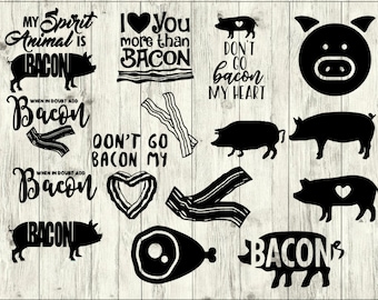 Bacon SVG Bundle, Pig SVG Bundle, Bacon cut file, Bacon clipart, Bacon svg files for silhouette, files for cricut, svg, dxf, eps, png, scal