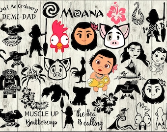 Moana SVG Bundle, Maui SVG Bundle, Moana cut file, Moana clipart, Moana svg files for silhouette, files for cricut, svg, dxf, eps, png, scal
